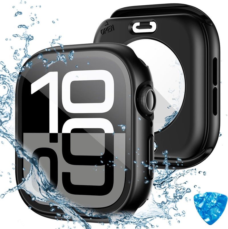 Tensea (2 in 1) for Waterproof Apple Watch Screen Protector Case Series 11/10 46mm Accessories, 360 Front and Back, iWatch PC Face Cover with Tempered Glass for Women Men, 46 mm - Image 1